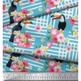 thumbnail image 2 of Soimoi Blue Viscose Chiffon Fabric Floral & Toucan Bird Decor Fabric Printed BTY 42 Inch Wide, 2 of 3