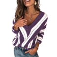 thumbnail image 1 of Pulls pour Femmes Casual Manches Longues Col en V Pullover à Manches Courtes, 1 of 4