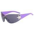 thumbnail image 2 of Fashion Men Women Star Wrap Around Sunglasses Cycling Rimless Futuristic Sunglasses, 2 of 4