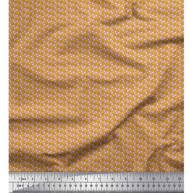 Soimoi Cotton Cambric Fabric Diamond & Cross Sign Shirting Fabric Prints by Yard 56 Inch Wide