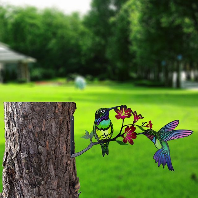 Zenithome Clôture de Jardin en Métal à Brancher avec Motif de Colibri, Insert en Fer Résistant à la Rouille pour Déco Extérieure de Patio Courtyard, Installation Facile Faible Entretien