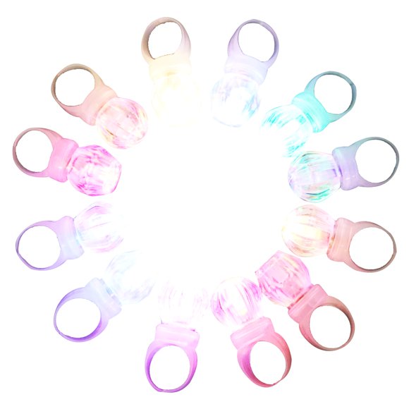 DAOKEY Bagues Lumineuses à DEL, Jouets Bagues Diamant en Plastique Bosselées à DEL Colorées pour Anniversaire, Enterrement de Vie de Jeune Fille, Douche Nuptiale, Cadeaux de Fête Gatsby, Étui Transparent, Lot de 30