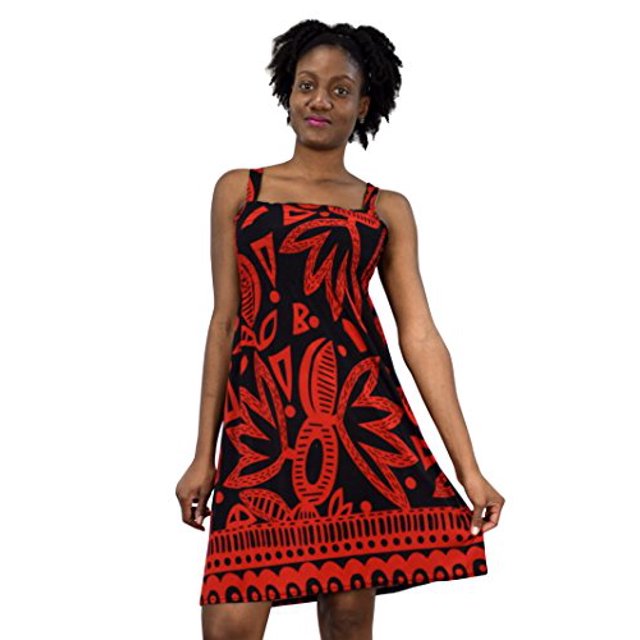 Peach Couture Robe d'Été Imprimée Exotique Multicolore à Smocks, Longueur Genou, pour Adolescentes