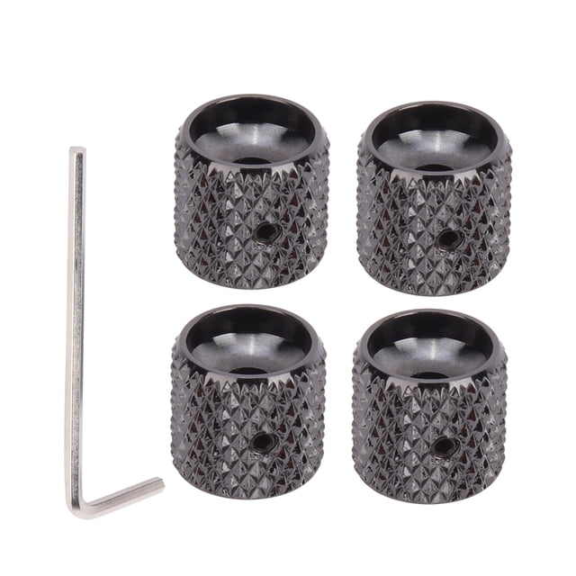 Electric Guitar Knob, Durable Aluminum Alloy Material 4pcs Electric Guitar Knobs Guitar Speed Control Knob, 1pc Hex Wrench For Guitar Instrument Lovers Black,Silver