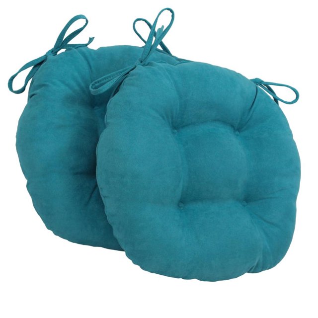 Coussins de Chaise Ronds Capitonnés en Microsuède Uni de 16 Po (Ensemble de 2)