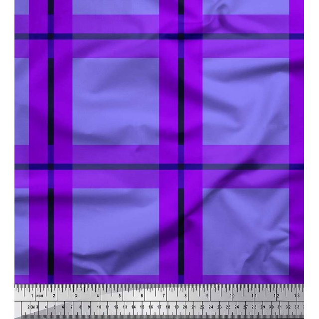 Soimoi polyester Crepe Fabric Check Check Printed Craft Fabric by the Yard 42 Inch Wide