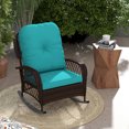 thumbnail image 2 of Outsunny Rattan Rocking Chair with Soft Cushion for Garden, Turquoise, 2 of 10
