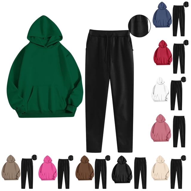 Yuyuzo 2 Pcs Pantalons de Survêtement pour Femmes Taille Haute Joggers à Cordon Bas Resserré Pantalons de Course Actifs avec Poches