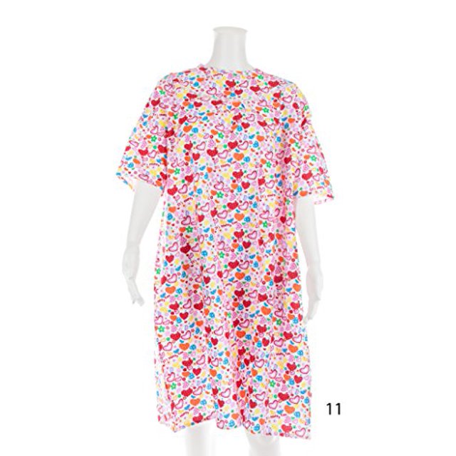 Women's Adaptive Flannel Backwrap Gown (X-Large, It's Happy Time - 11)