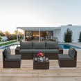 thumbnail image 2 of Kullavik Patio 6-Piece Steel Outdoor Wicker Sectional Sets with Cushions,Grey, 2 of 5