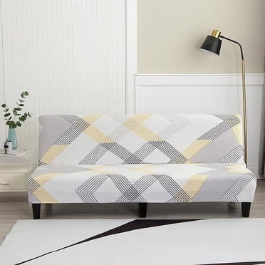 2024 Stretch Futon Slipcover Armless Sofa Cover Sofa Bed Cover Furniture Protector Without Armrests Soft with Elastic Bottom