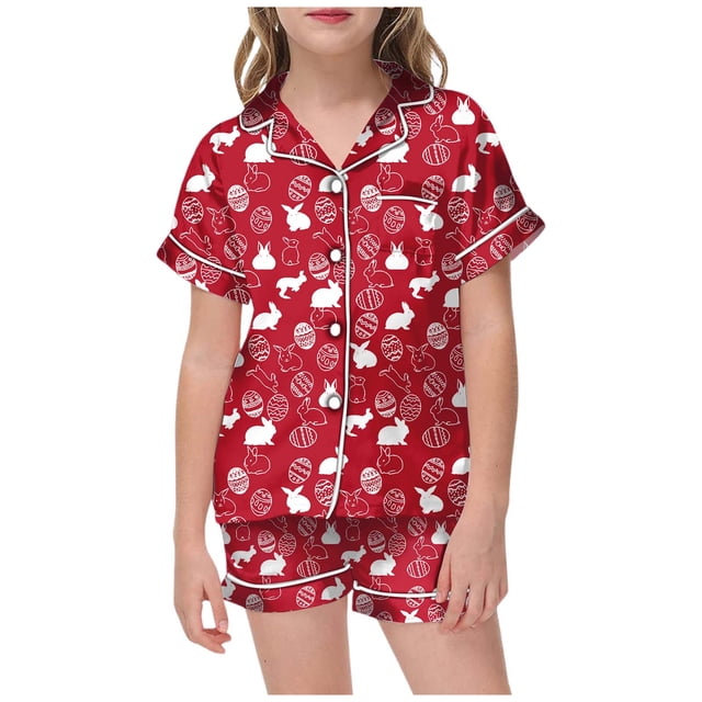 GDREDA Girls Spring Clothing Sets Kid DIY Hand Painted Homewear Set Colouring Pajama Sets For And Girl Can Play With And Wea Watermelon Red,6-7 Years