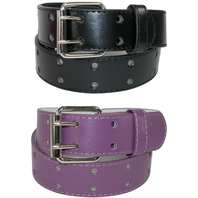 CTM® Kid's Leather Two Hole Jean Belt (Pack of 2 Colors)