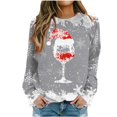 thumbnail image 2 of TIMIFIS Chandail en Molleton Oversize de Noël pour Femmes Décontracté Mignon Verre de Vin Rouge Flocon de Neige Imprimé Col Rond Chandail Cadeaux pour Noël, 2 of 4