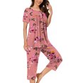 thumbnail image 1 of Pisexur Pajamas pour Femmes Ensemble, Femmes Pajamas, Chemisier Décontracté à Boutons Col Rond Manches Courtes Mode Poches Pantalon Pajamas Costume Rose, 1 of 5