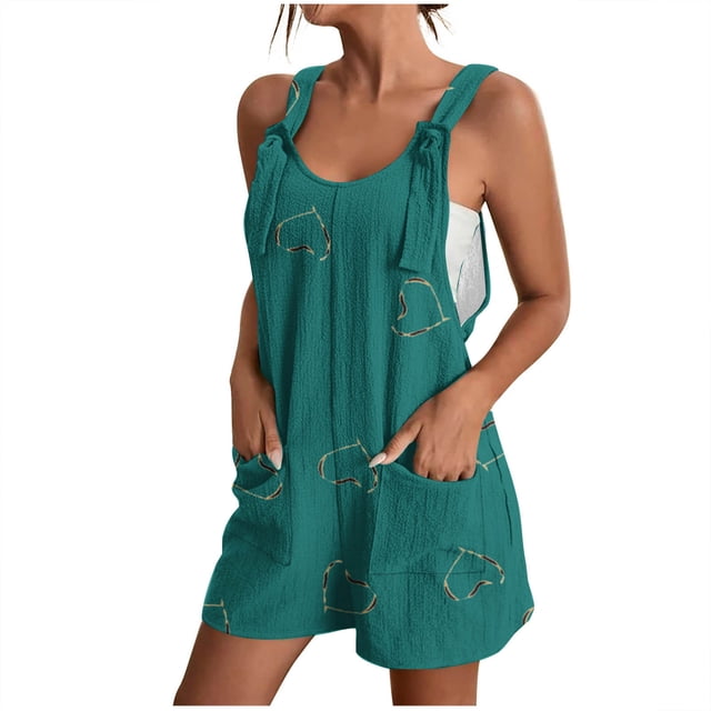 Penkiiy Combinaison Décontractée Sans Manches pour Femme, Vert, P
