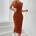 thumbnail image 2 of Oksale Robes Moulantes pour Femmes Sans Manches Côtelées Robe Maxi Ajustée Douce Extensible Confortable Col Ras du Cou Dos Nu Robes d'Été pour Fête de Vacances Orange m, 2 of 7