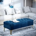 thumbnail image 2 of HOMCOM Banc Rembourré en Velours, Capitonné à Boutons, Banc de Bout de Lit pour Chambre, 2 of 10
