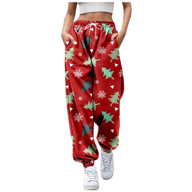 LUOGENLI Pantalon Décontracté pour Femme Pantalon Décontracté à Imprimé de Dessins Animés pour Dame Pantalon Décontracté en Coton Femmes Grande Taille Short Pantalon Habillé Décontracté pour Femmes Jambe Droite Rouge m
