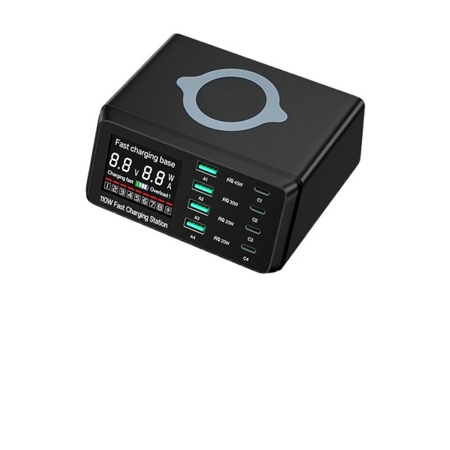 W Multi USB Charging Station, USB Fast Charge Charger QC3.0 PD PPS Wireless Charger ,Portable Station