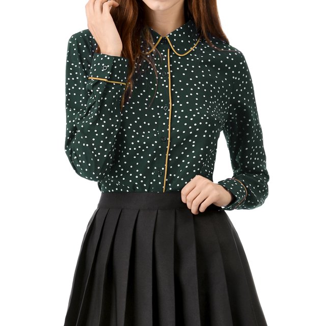INSPIRE CHIC Chemise Imprimée à Manches Longues pour Femmes Verte TP