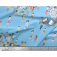 thumbnail image 2 of Soimoi Blue Poly Georgette Fabric Human Group Fabric Prints By Yard 52 Inch Wide, 2 of 3
