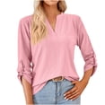 thumbnail image 1 of Pompotops T-shirt Ample à Manches Longues pour Femme, Uni, Col en V, en Solde, 1 of 7