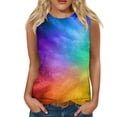 thumbnail image 1 of Snorda Blouses Sans Manches Mode Imprimée Confortable Respirant Col en V pour Femmes Grande Taille Tank Tops S-4TG, 1 of 4