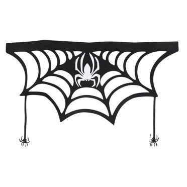 KAKOWELY fireplace scarf Halloween Fireplace Mantel Scarf Halloween Decorations Spiderweb Fireplace Cover31.5"X18.9"X0.08"