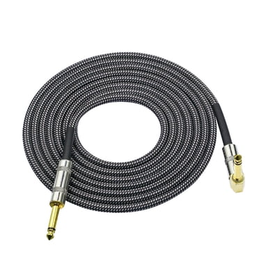 Yeacher 3 Meters/ 10 Feet Musical Instrument Audio Guitar Cable Cord 1/4 Inch Straight to Right-angle Gold-plated TS Plugs PVC Braided Fabric Jacket for Electric Guitar Bass Mixer Amplifier Equalize