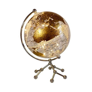 Inch World Globe, Illuminated World Globe with Metal Stand, Educational Interactive Globe, LED Globe Gold