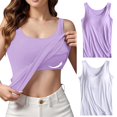thumbnail image 2 of Womens Cotton Camisole Adjustable Camisole With Frame Bra Stretch Undershirt, 2 of 6