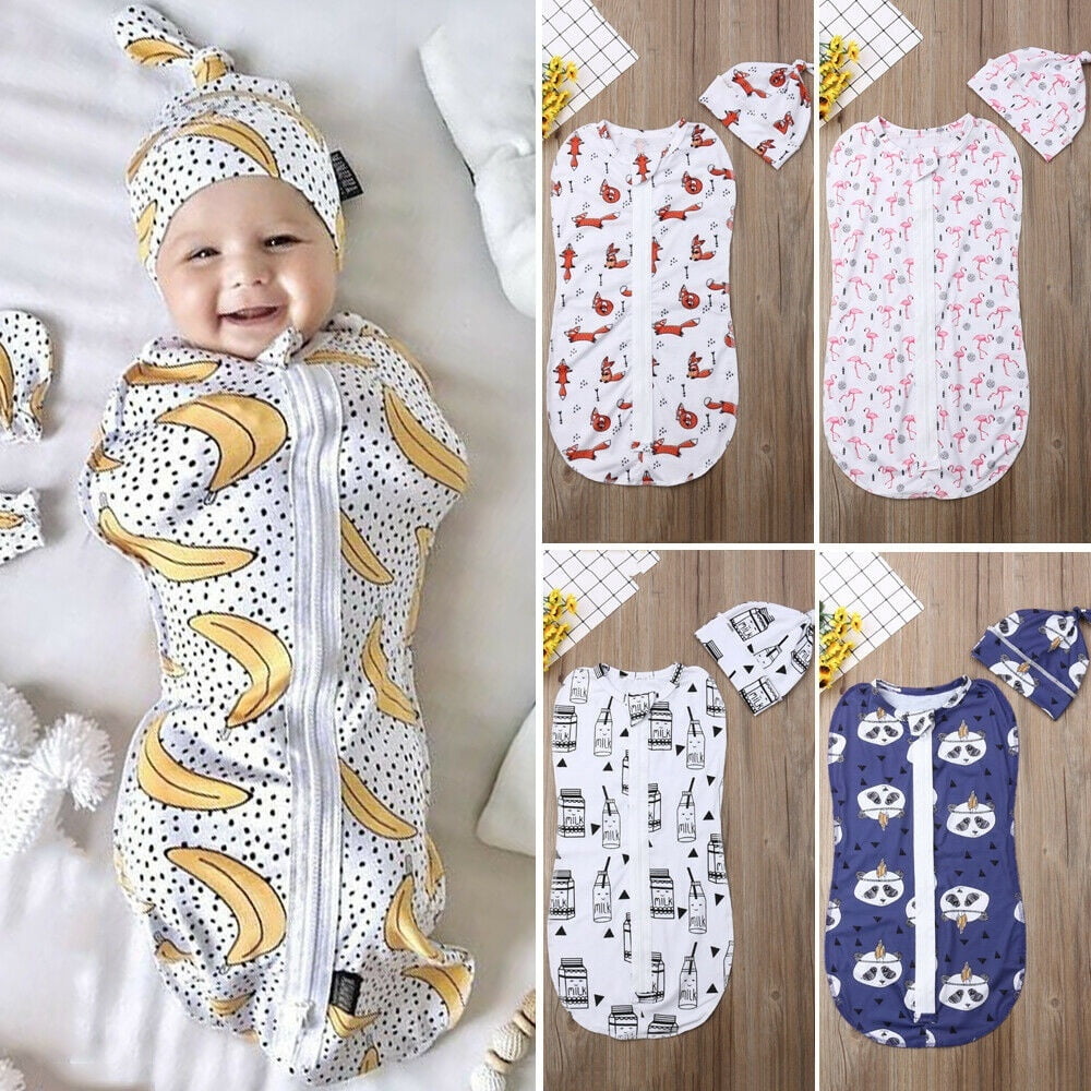 Newborn Kids Baby Cotton Zipper Swaddle Blanket Wrap Sleeping Bag
