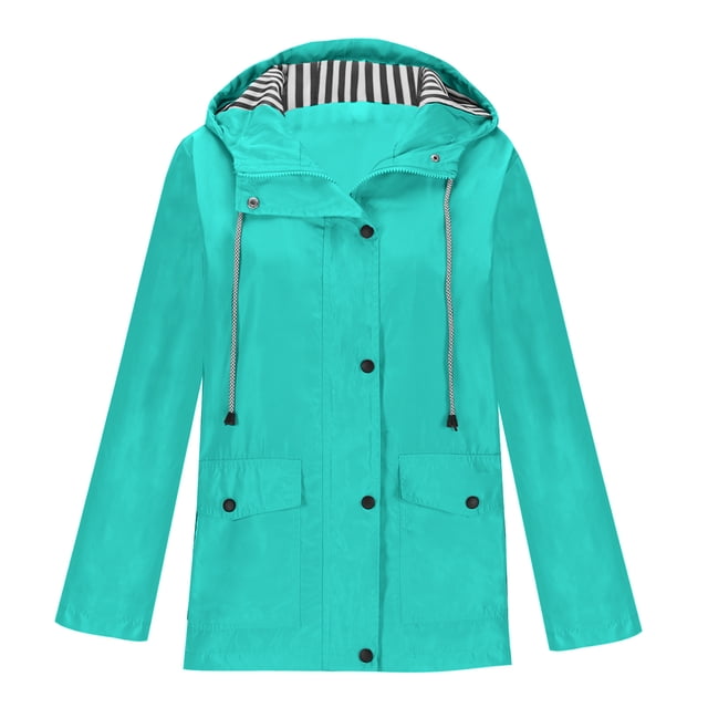 AherBiu Manteau de Pluie pour Femme avec Capuchon, Coupe-Vent Léger Ajustable, Imperméable, Randonnée, Voyage, Vêtement d'Extérieur