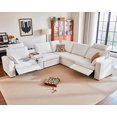 thumbnail image 1 of BEDEEP 134'' Power Recliner Sofa with Headrest Console, Moduar Cloud Sectional Chenille Reclining Couch with Charging Station, Convertible 5-Seater Sofa Couch for Living Room RV, White, 1 of 9