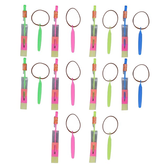 10 Pcs Jouet de Lance-Pierre à LED Extérieur Lumière Libellule en Bambou Colorée Catapulte de Tir pour Enfants