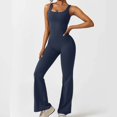 thumbnail image 2 of Penkiiy Combinaison Pantalon à Jambes Larges Sans Manches à Encolure Carrée pour Femme, Bleu, m, 2 of 9