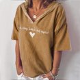 thumbnail image 5 of Mode Femme Décontractée Manches Courtes Col en V Imprimé Lettre T-Shirt Blouse, 5 of 5