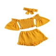 thumbnail image 3 of Manches Évasées à l'Épaule Tops Short Volant Bandeau Nœud Papillon, 3 of 6