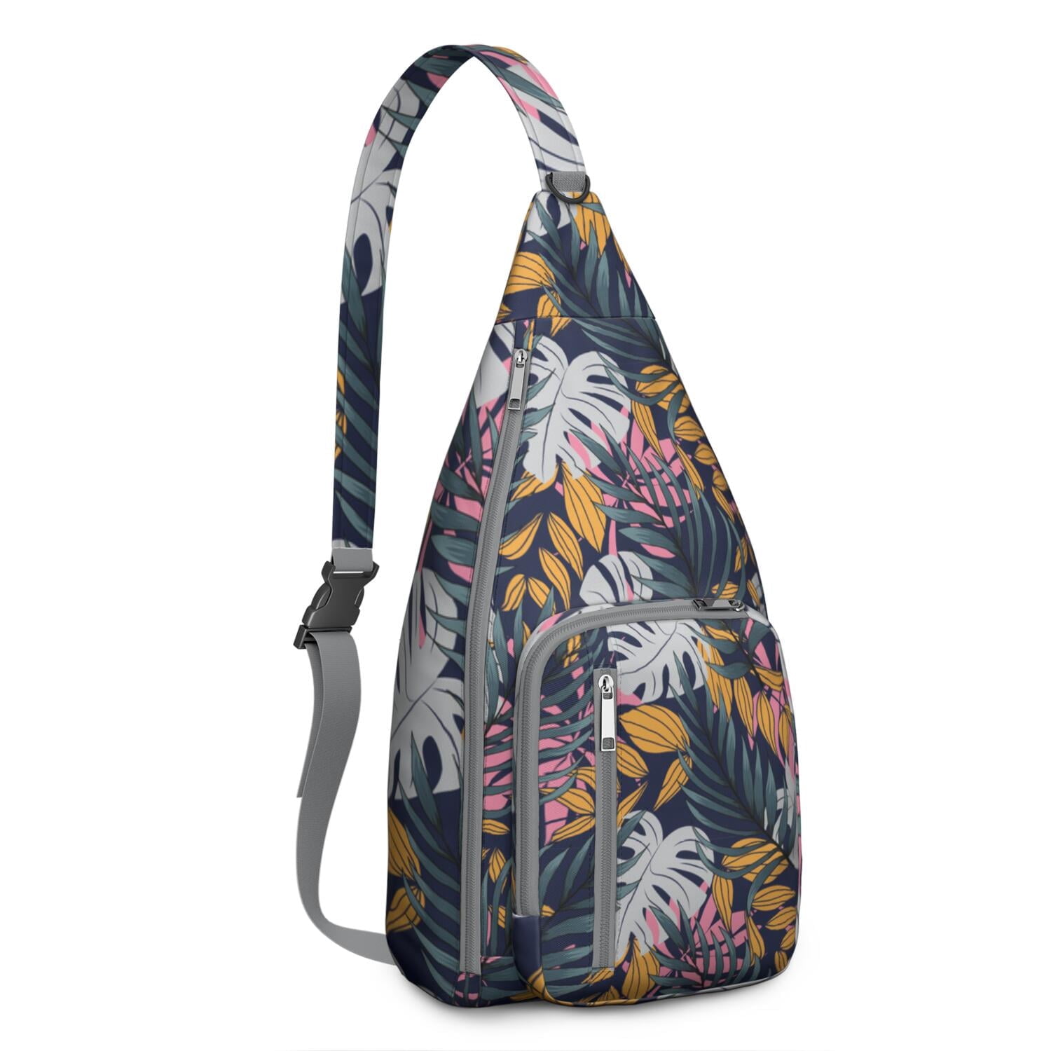 Boho Tropical Sling Backpack - Lush Exotic Flowers Print Shoulder Bag, Compact Lightweight for Essentials