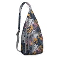 thumbnail image 1 of Boho Tropical Sling Backpack - Lush Exotic Flowers Print Shoulder Bag, Compact Lightweight for Essentials, 1 of 4