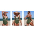 thumbnail image 5 of Ltctricy Women's One Piece Swimsuits Adjustable Strap Deep V Neck Color Block Backless Swimwear Slimming Bathing Suits, 5 of 5