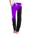 thumbnail image 1 of FAIWAD Women's High Waist Straight Leg Linen Pants, Color Block, Drawstring, Loose Trousers with Pockets, 1 of 4