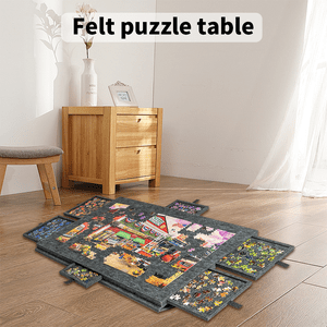 Chumajor Tilting Puzzle Board with 2-in-1 Designed Stand & Cover, Lightweight Felt Puzzle Plateau with 6 Drawers for Adults, Portable Jigsaw Puzzle Table (Dark Gray, Up to 1000 Pieces)