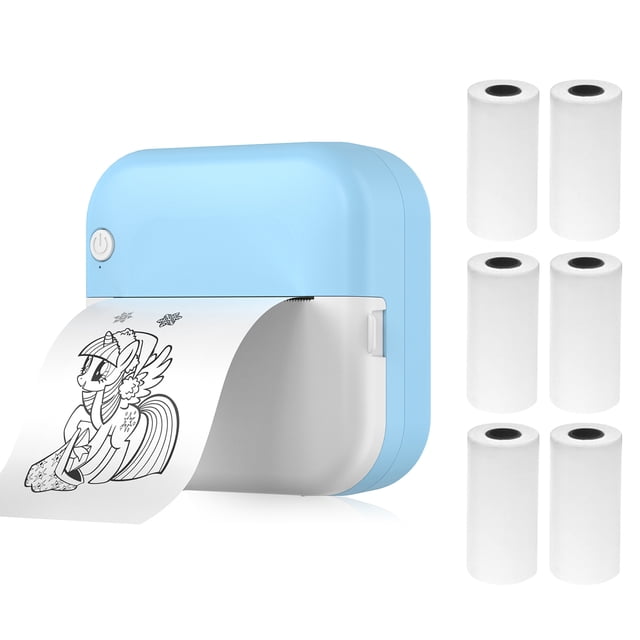 Mini Imprimante Portable de 2 Pouces M3 - Impression Thermique Bluetooth et USB 200 Dpi pour Notes, Images et Textes, Comprend 6 Rouleaux de Papier Thermique, Pile Rechargeable, Offerte en Bleu et Rose