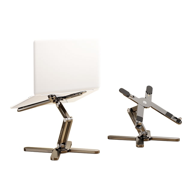 Support d'Ordinateur Portable Pliable en Alliage d'Aluminium Gris avec Conception de Refroidissement en Forme de X - Hauteur et Angle Réglables, Capacité de Charge Robuste de 22 Lb, Portable pour Ordinateurs Portables/tablettes de 16 Pouces sous le Pouce, Rehausseur Ergonomique pour Bureau