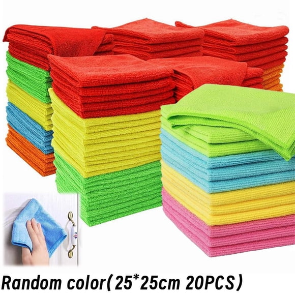 20-Pack Large Microfiber Cleaning Cloths, 11.8 Inch, Super Absorbent Lint-Free Reusable Rags for Home, Kitchen, Car Care, Dusting, Streak-Free Window Cleaning Supplies