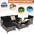 thumbnail image 4 of Costway 4 PCS Patio Rattan Furniture Set Sofa Ottoman Cushion Garden Deck Black, 4 of 10