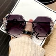 thumbnail image 2 of Penkiiy Woman Rimless Diamond Sunglasses, Oversized Gradient Diamond Sunglasses, Polygonal Sunglasses UV Protection Dark Gray, 2 of 5