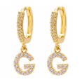 thumbnail image 1 of LSLJS Dainty Gold Plated Initial Hoop Earrings Letter Alphabet Dangle Earrings Fashion Sparkly Rhinestone Letter Initial Pendant Drop Earrings for Women Valent, 1 of 1